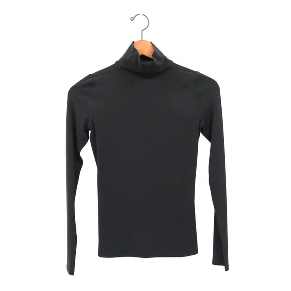 Lululemon Ethereal Black Long Sleeve Mock Neck Mesh Trim Pullover Top 0 2 - Picture 5 of 9